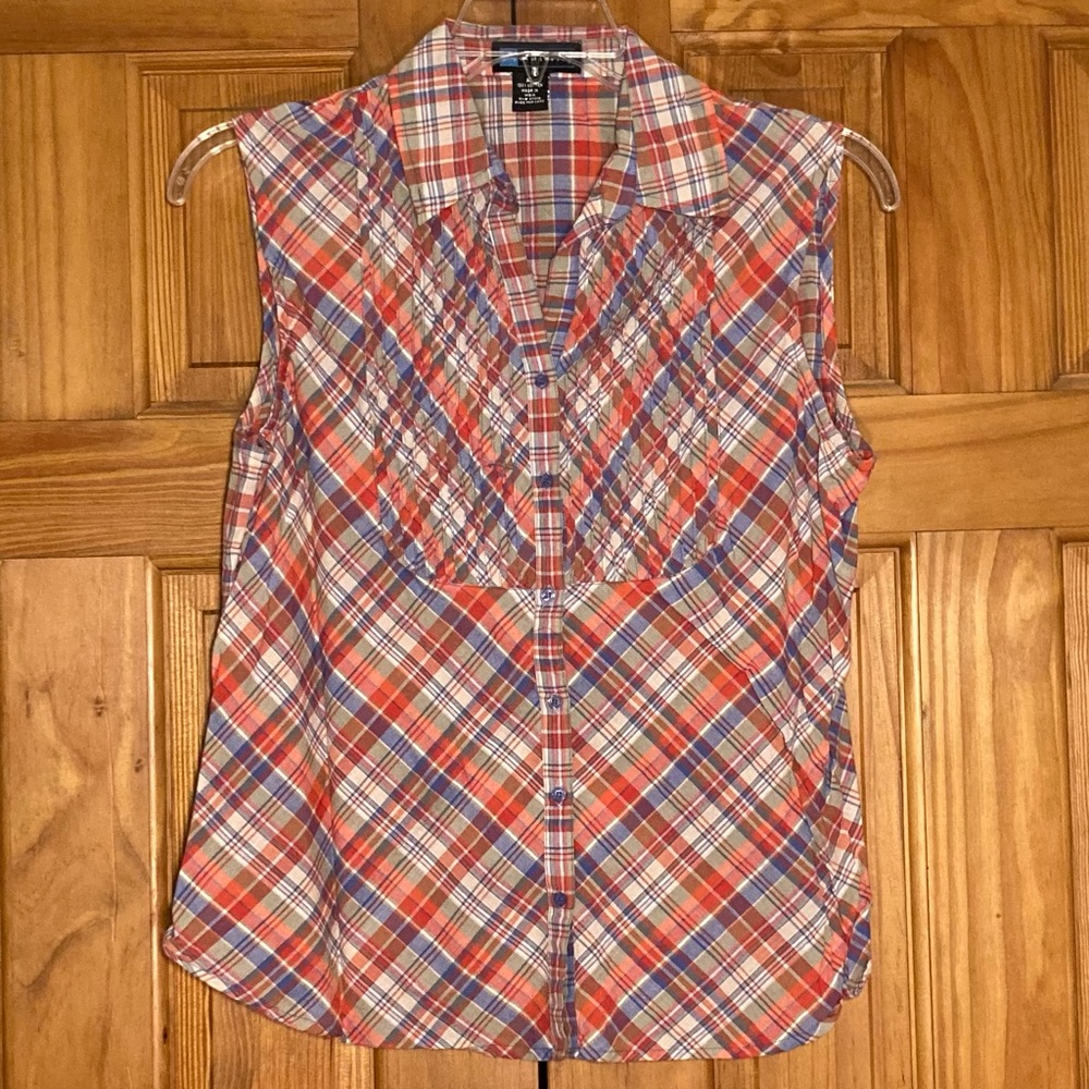 NWOT Relativity Vintage 90s Sleeveless Top Blouse Orange Purple Size XL